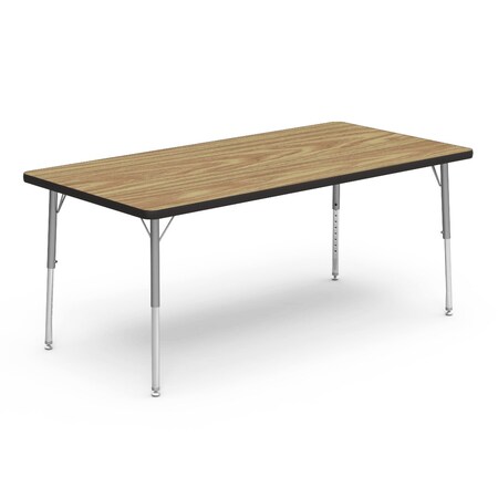 Virco 30 in. W, 60 in. L, 17-25 in. H, Medium Oak Top / Black Edge 483060LO